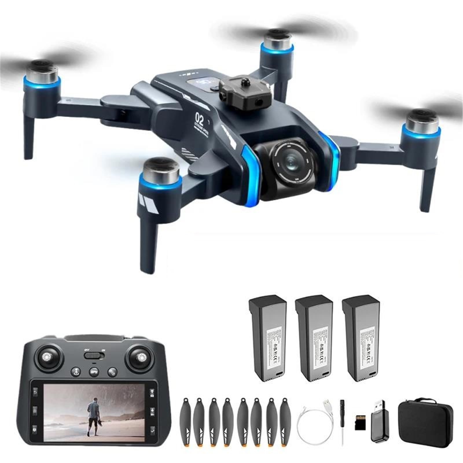 Triple battery,dron gps xt808 profesjonalny 4k kamera hd silnik bezszczotkowy unikanie wifi fpv składany rc quadcopter helikopter