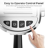 Vista 5 de Máquina de café expreso de 20 bares, cafetera compacta con espumador de leche para café con leche y capuchino, limpieza automática/tanque extraíble