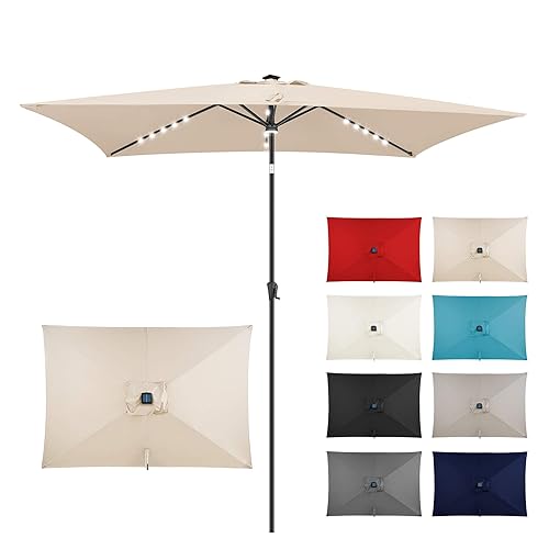 FLAME&SHADE 6.5 x 10 ft Rectangular Solar Powered Outdoor Market
