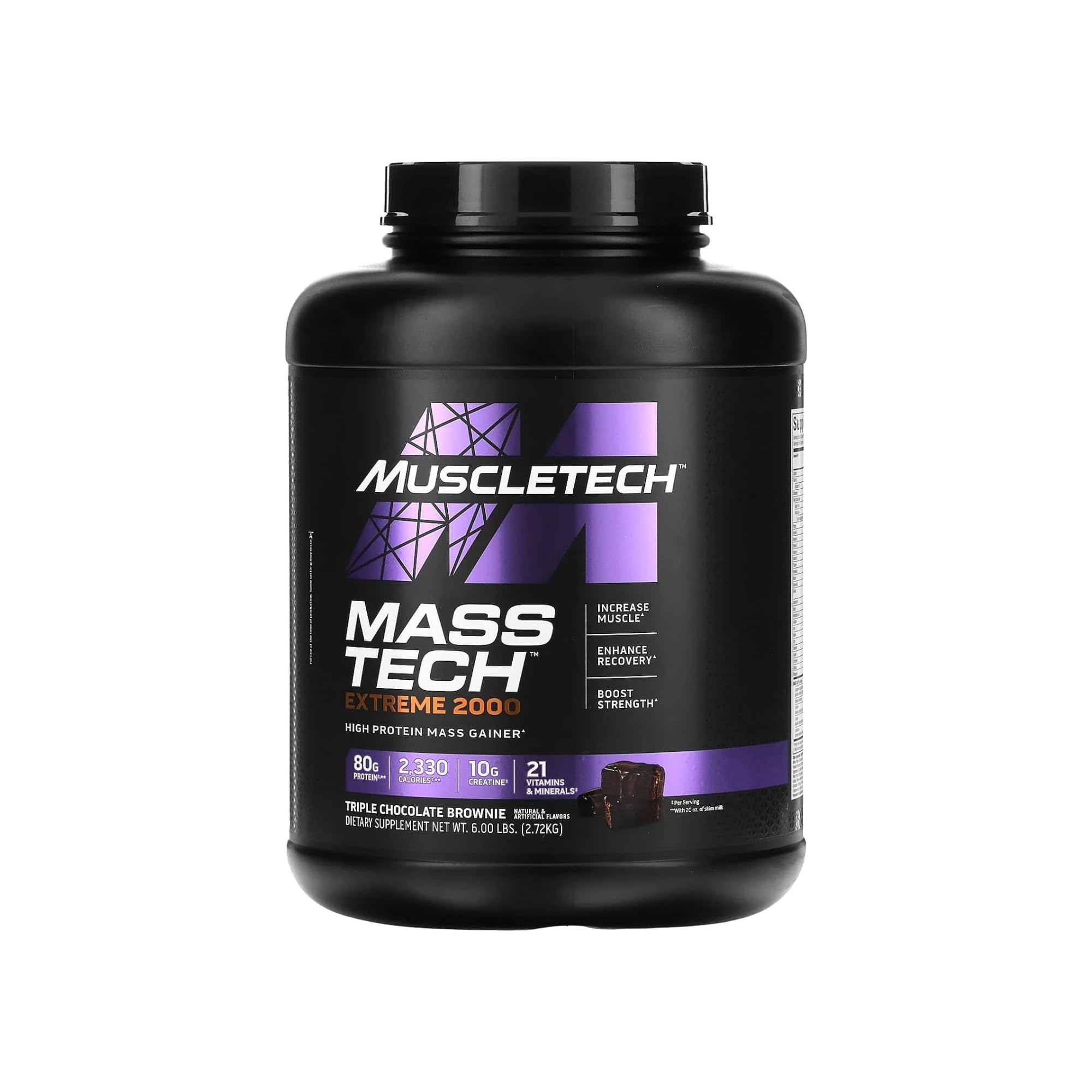 MuscleTech Mass Gainer Protein Powder | Mass-Tech Extreme 2000 | Muscle Builder Whey Protein Powder | Protein + Creatine + Carbs | Max-Protein Weight Gainer for Women & Men | Chocolate, 7 lbs