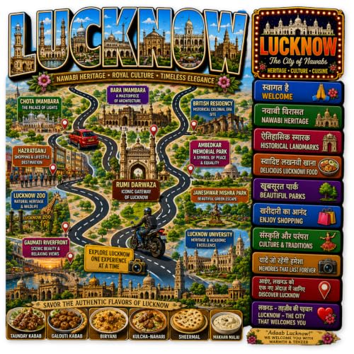 GiftODay 4x4 Inch Lucknow Souvenir Wooden Fridge Magnet for Refrigerator Decoration | Perfect Travel Souvenir Gift for Office, Kitchen & Home Decor