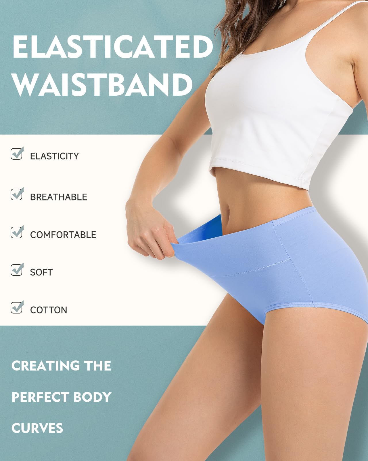 TANSTC Mutande Slip Donna Cotone Vita Alta Culotte Donna Comode Elasticizzato Sexy Intimo, Pacco da 5