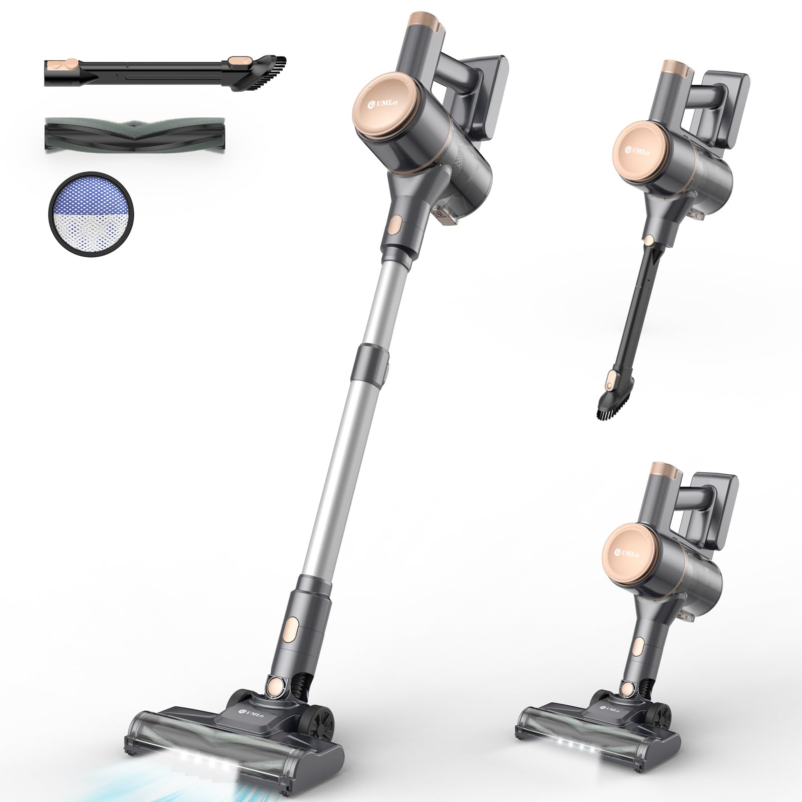 UMLo N8 Cordless Vacuum Cleaner, Lightweight Stick Vacuum with Powerful Suction, 2200mAh Battery, 40 Mins Runtime, Self-Standing, Rechargeable Cordless Stick Vacuum for Hardwood Floor Carpet Pet Hair