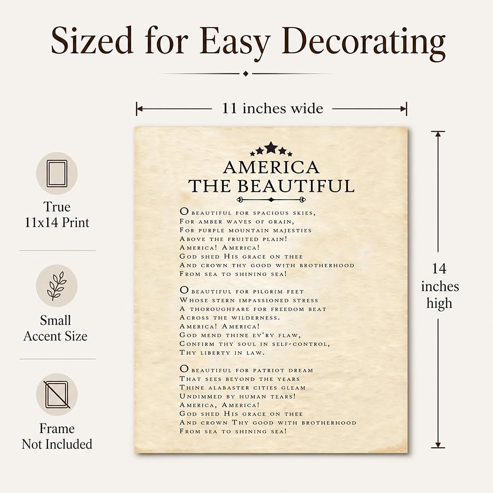Amazon.com: America The Beautiful 11x14 Unframed Wall Art