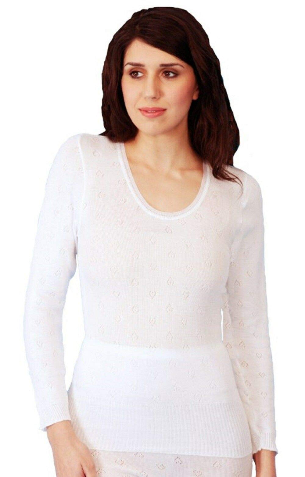 Prime Products Women's Long Sleeve Spencer / 100% Cotton Underwear, Short/Long Sleeve Top/Vest & Long John (, Medium 12-14)