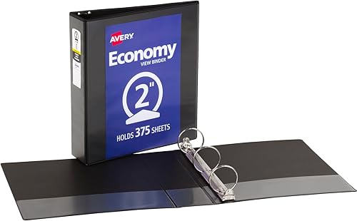 Miniatura 8 de Avery - Carpeta Economy View de 3 anillos de 2 pulgadas, anillo redondo, 1 carpeta negra, (05730)
