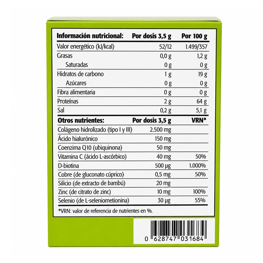 SURA VITASAN Colágeno Max Skin 30 Sobres – Péptidos de Colágeno Bioactivos con Ácido Hialurónico, Coenzima Q10, Biotina y Minerales – Cuidado de Piel, Cabello y Uñas – Sabor Natural a Maracuyá