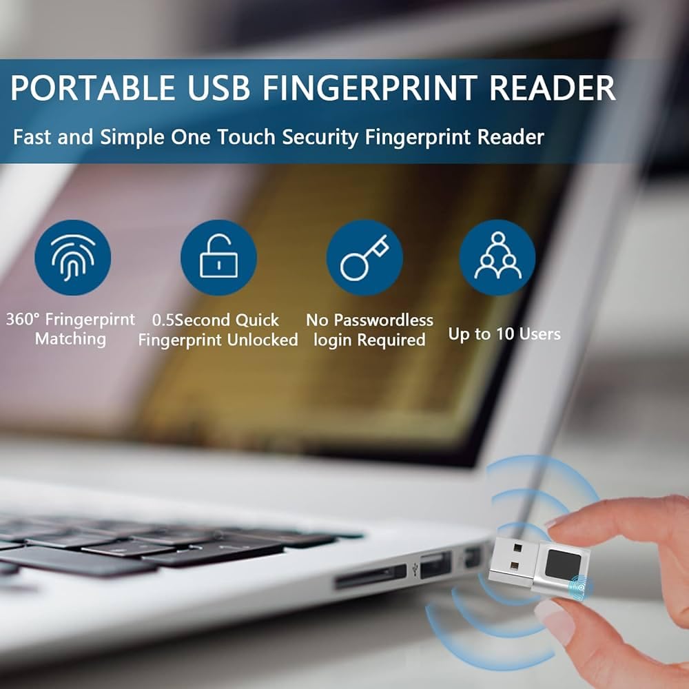 Adesso Lector de huellas dactilares USB compatible con Windows Hello Seguridad biométrica integrada Cifrado AES256 fabricado en Taiwán Cumple con la TAA AFP-100-TAA