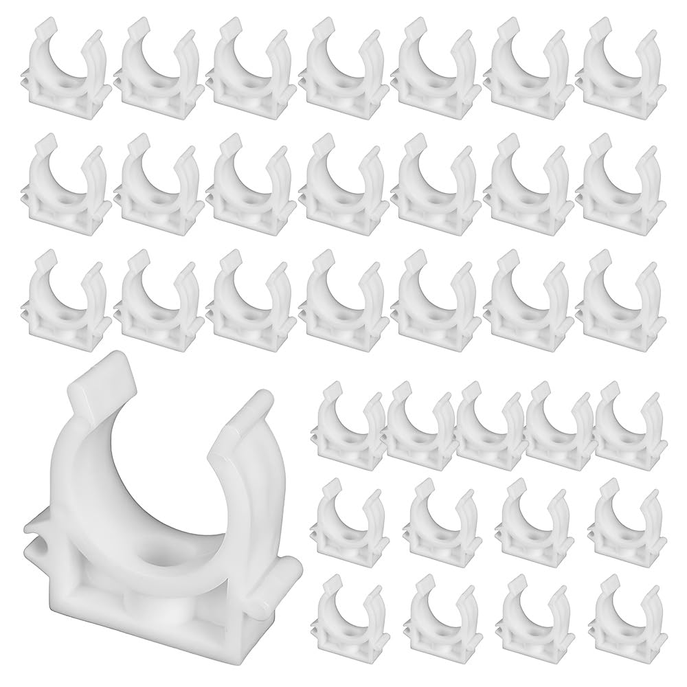 TONGIHS 35 PCS PVC Water Pipe Clips, for Hoses, Water Pipes, White
