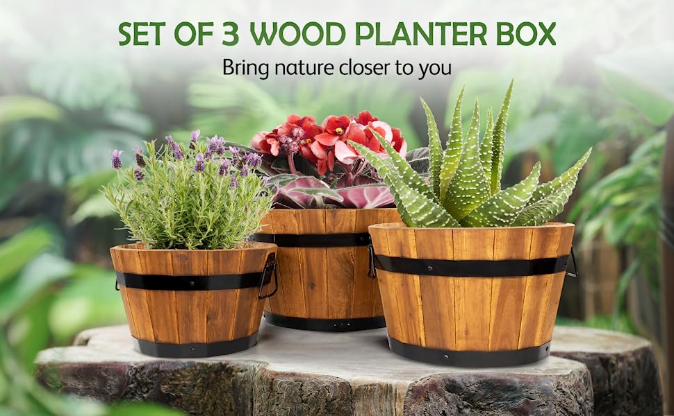 Amazon.com: Idzo Set of 3 Wooden Flower Boxes Outdoor, Durable