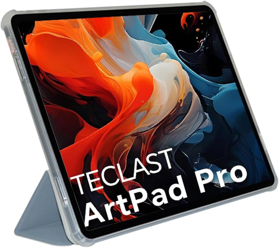 Case for TECLAST Tablet Artpad Pro 12.7'' Android 15 Tablet, Ultra Slim PU Leather Protective Cover Case with Auto Wake/Sleep Folding Trifold Stand Soft TPU Back Shell, Gray