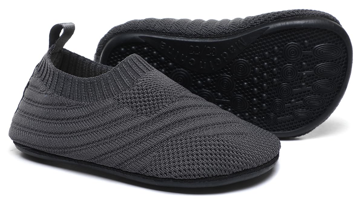 QZKDM Indoor Outdoor Non-Slip Toddler Slippers Shoes Lightweight Kids First Walkers House Shoes for Boys Girls with Rubber Sole Grip