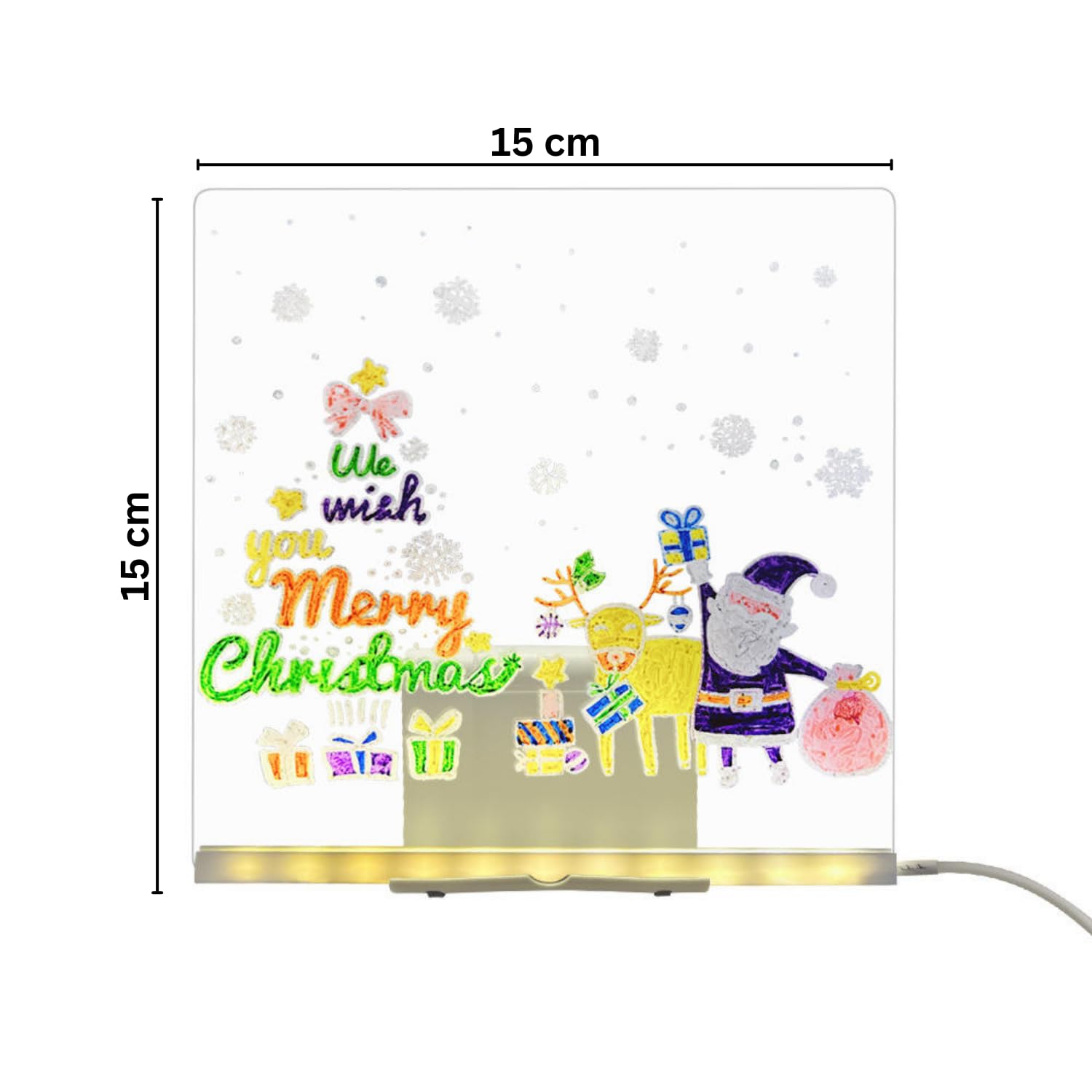 NYRWANA DIY 3D Acrylic Writing Board with Pen & Light | 15x15 cm | Led Writing Pad, Table Lamp, Home & Office Decor Items, Valentine Gift for Girlfriend, Personalized Led Board