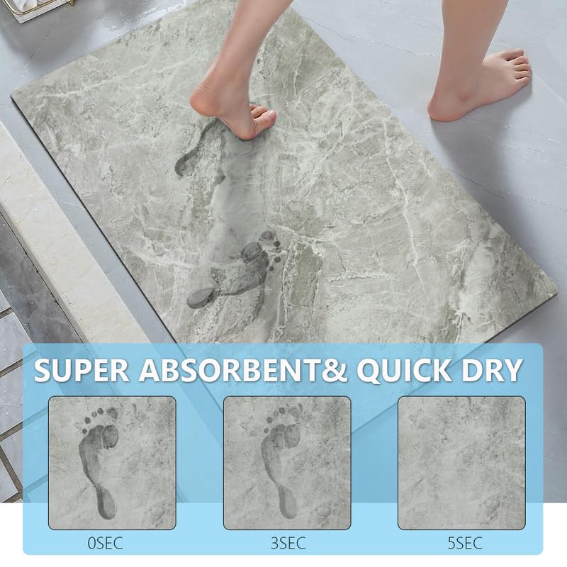 Petgrow Earth Bath Rug Quick Dry Bathroom Runner Rug Absorbent Stain Resistant 2FTX7FT,Non-Slip Long Bath Rug Runner Carpet Door Mat for Hallway Floor Entryway Laundry,Easy to Clean/Custom Size?Grey