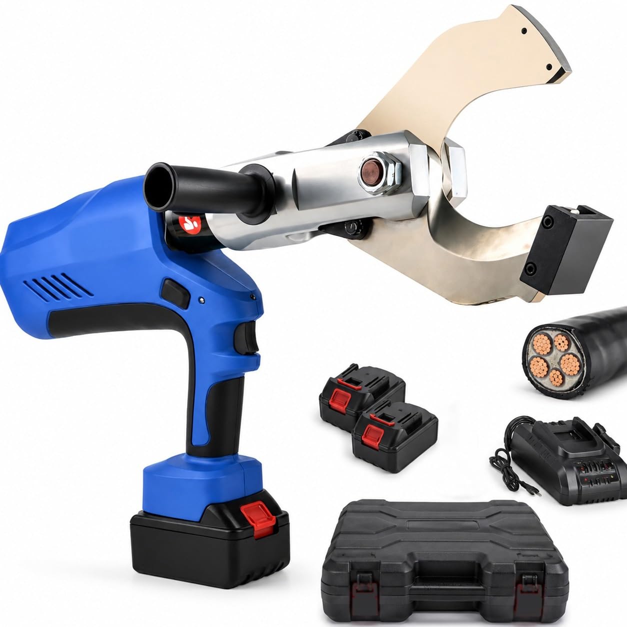 Cordless Electric Wire Cutter, Hydraulic Cable Cutter with LED Display, Battery Powered 18V 4.0Ah, High Shear Force 150KN-250KN, Cutting Copper Aluminum and Armored Cable(120C)