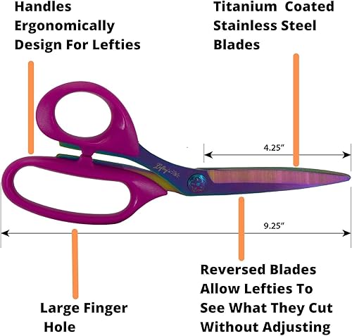 Miniatura 3 de Lefty's Tijeras para zurdos, cuchillas duraderas de acero inoxidable, ideales para coser, cortar tela, cocina, uso general, artículos escolares,