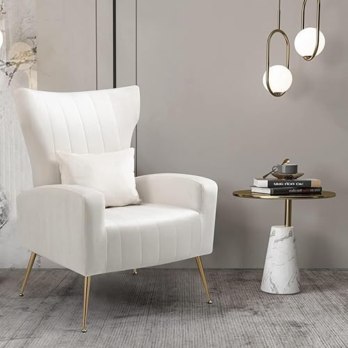 Miniatura 115 de Sillas modernas para sala de estar, sillón de terciopelo con almohada lumbar, sillas de dormitorio con respaldo alto, silla de tocador, silla de