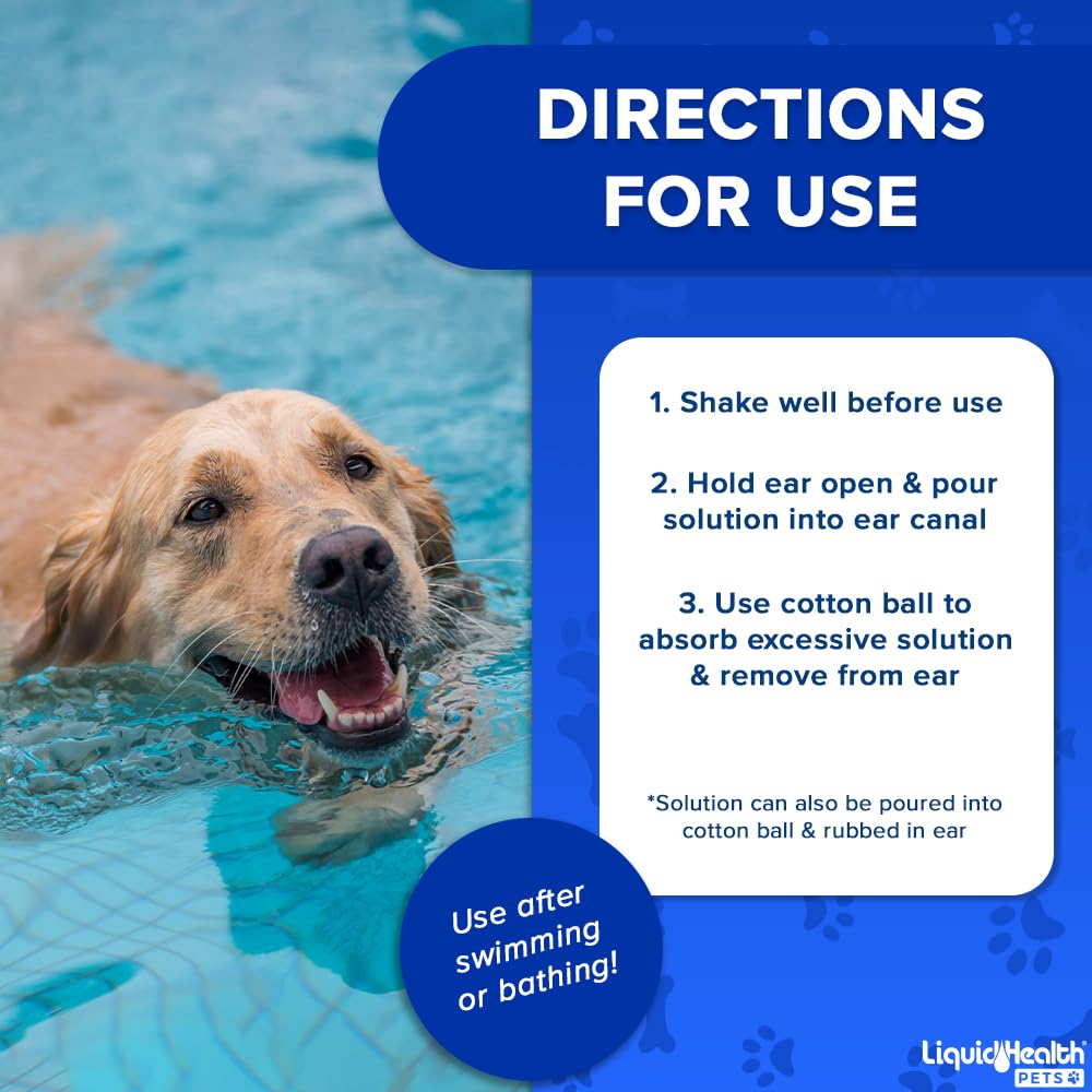 LIQUIDHEALTH Pets K9 Dog Ear Cleaner Wash Solutions - Infection Cleaning Hygiene Treatment Liquid Drops for Dogs, Canines, Puppies - for Use After Swimming or Bathing - Made in The USA (8 oz, 1Pack) - image 4