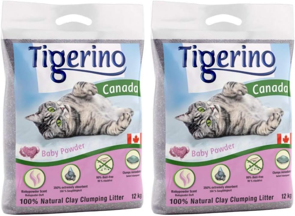Tigerino Canada Clumping Clay Bundle of Cat Litter Baby Powder Fragrance 24kg