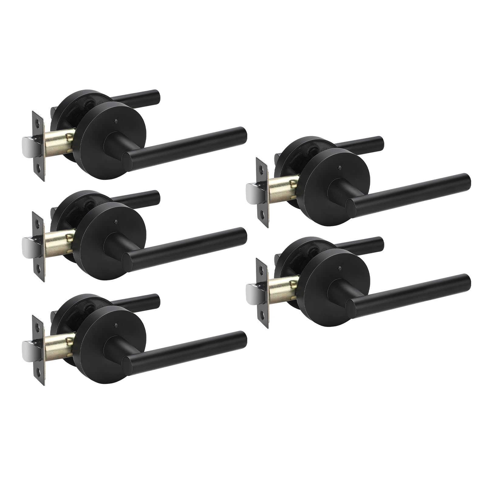 Haidms 5 Packs Matte Black Heavy Duty Door Handle Interior,Privacy