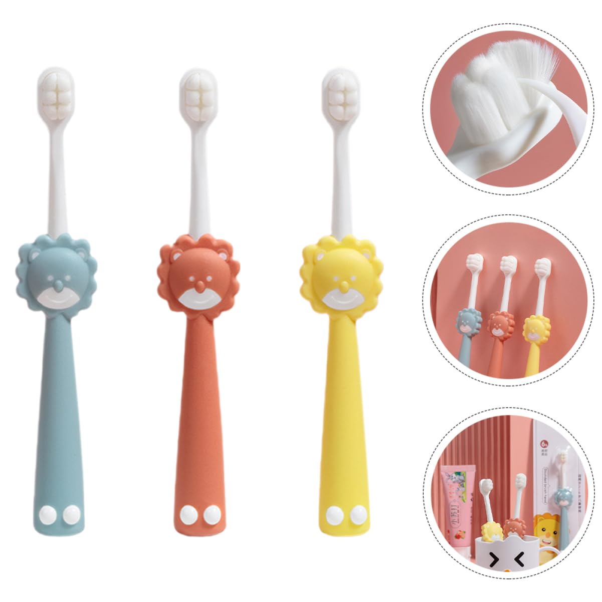 MAGICLULU 4 Sets Ergonomisches Design Kinderzahnbürsten Weiche Borsten Kinderzahnbürsten Für Baby 3 Stück * 4