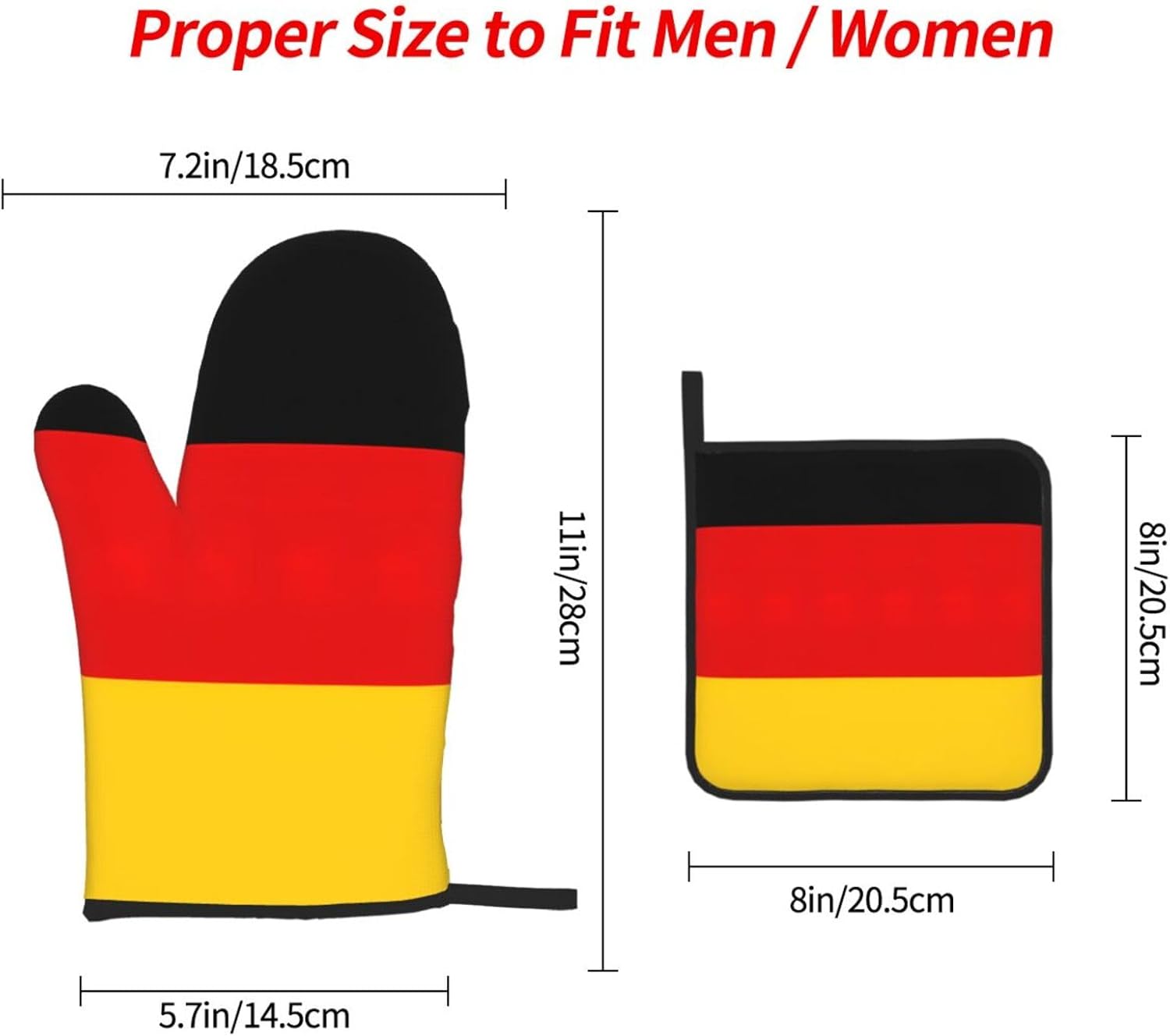 German Flag Print Heat Resistant Microwave Gloves, Used for Baking, Cooking, and Fashion Kitchen Essentials