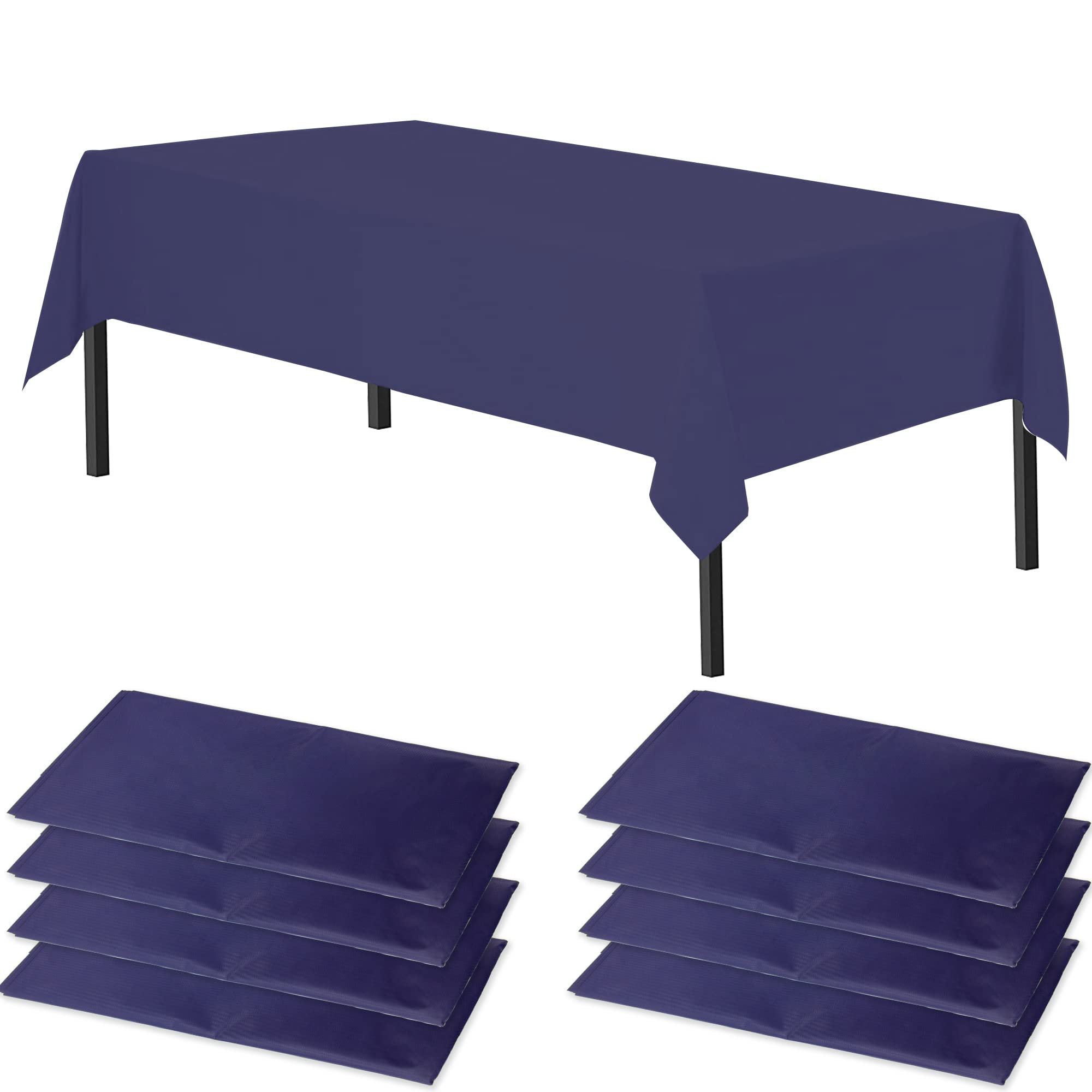 Time to Sparkle 6 Pack Plastic Tablecloths 54" x 108" Plastic Dining Table Cloth Premium Rectangle Table Cover for Parties Wedding Banquet etc Indoor Or Outdoor Navy Blue โ image 1