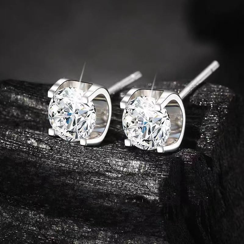14K Solid Gold over S925 Silver 0.5 to 1 Carat Round Cut Diamond Earrings, Four-Prong Bullhead Earrings, Delicate and Classics Jewelry for Women - Image 4