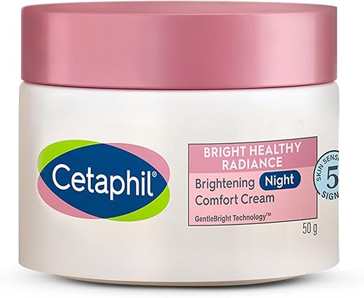 Cetaphil Brightening Night Comfort Cream – 50 g| For Dark Spots, Uneven Skin Tone| Hyaluronic Acid & Niacinamide| Fragrance Free| Dermatologist Recommended