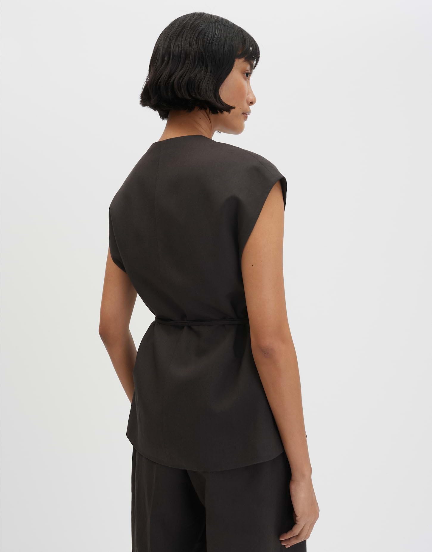 someday Damen Leinenweste mit Bindedetail Slim Fit