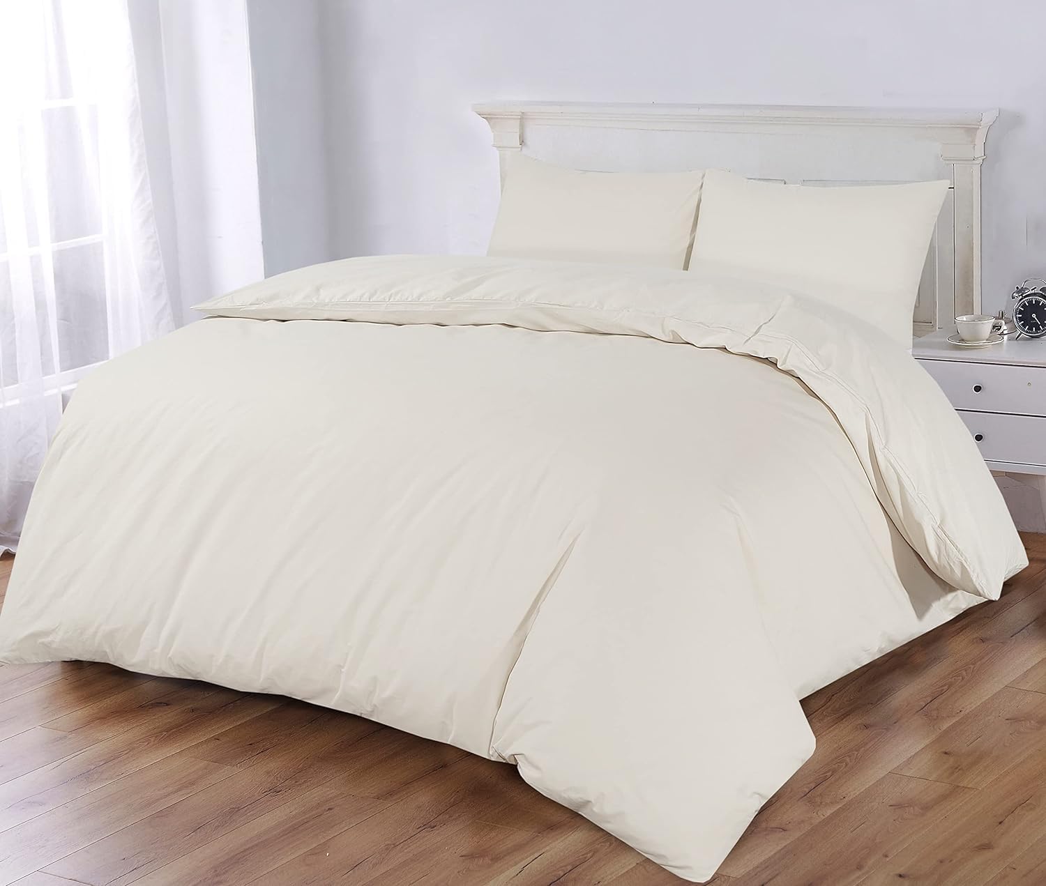 Top Linen (NW) Ltd Cream Super King Duvet & Pillow Cover