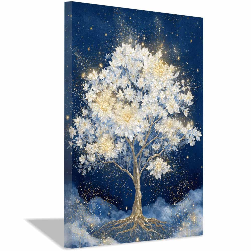 XENIOU Tree Of Life Glowing Golden Water Tree canvas painting wall art, Living Room Bedroom Hallway Stairs Decoration.(Multicolor)-70x100cm Framed