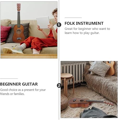 Miniatura 4 de EXCEART 1 guitarra acústica popular para principiantes, estilo vintage, instrumento musical nítido para amigos, familia y cómodo de tocar