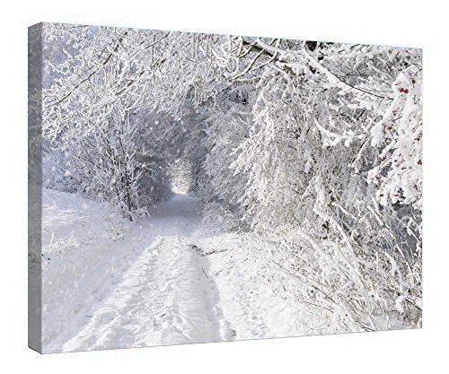 Tableau d'hiver magique sur toile et cadre en bois d'art premium