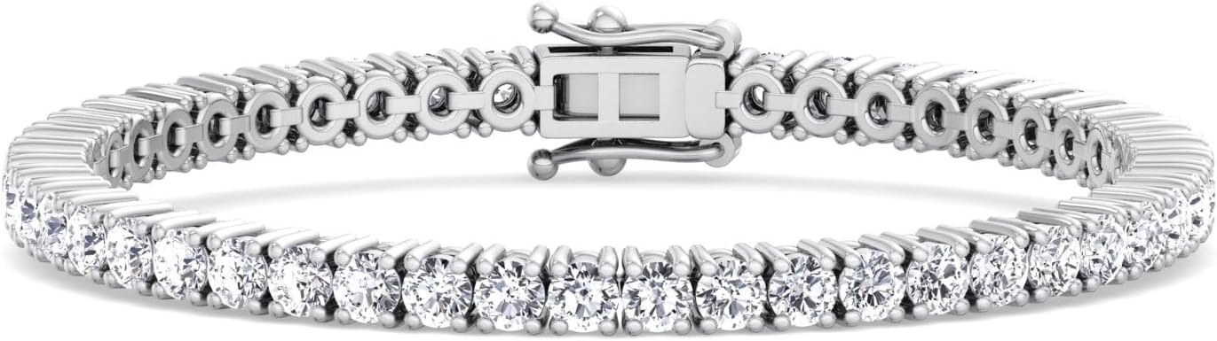 Moissanite Tennis Bracelet - 18K White Gold Plated 925 Sterling Silver, Premium Quality, D Color VVS1 Clarity Round Cut, Secure Clasp, Elegant Gift for Men & Women – Luxury bracelet