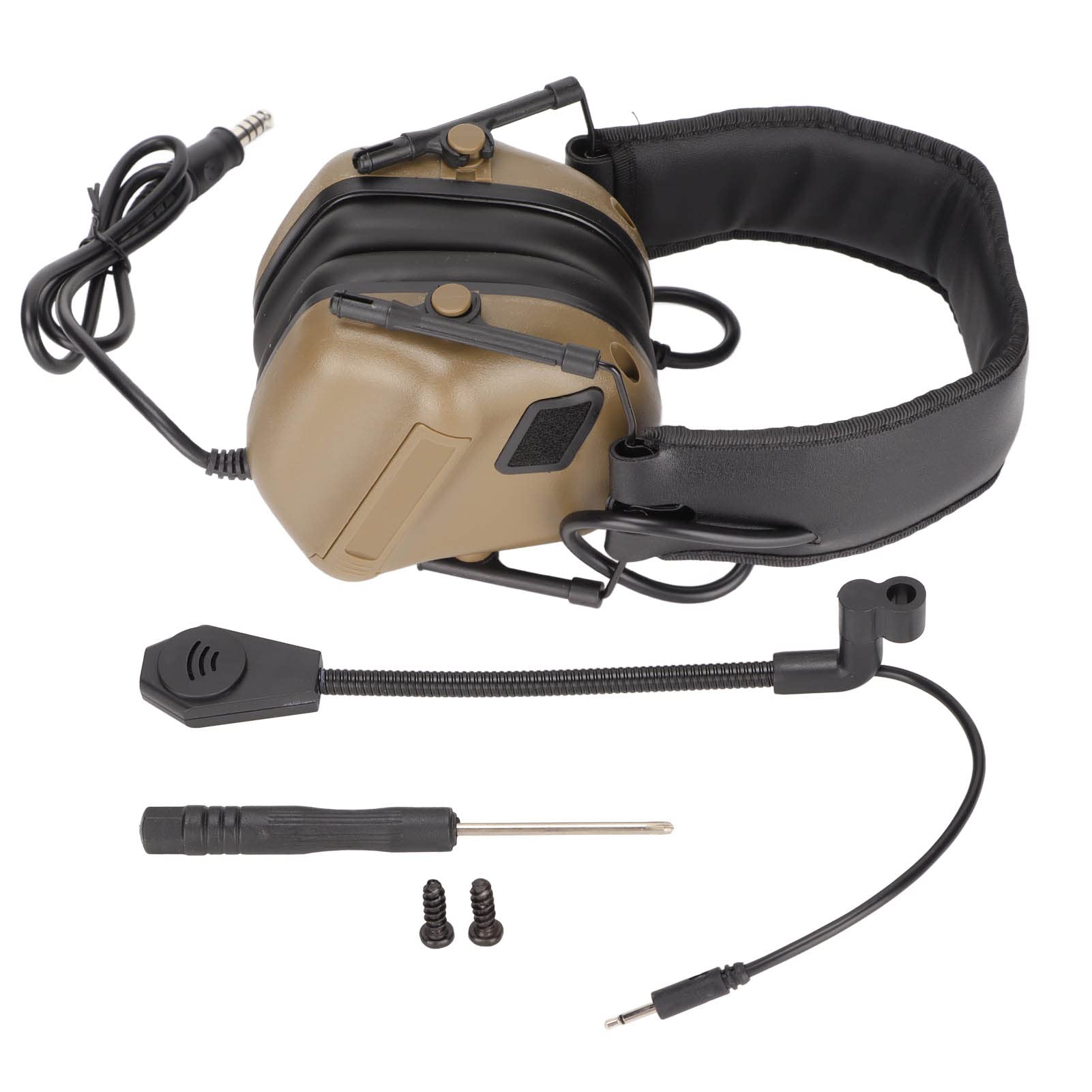 Yunseity Militär-Headset, Einziehbare Gaming-Jagdkopfhörer mit Mikrofon, ohne Geräuschunterdrückungsfunktion, für Militärfunk-Walkie-Talkie