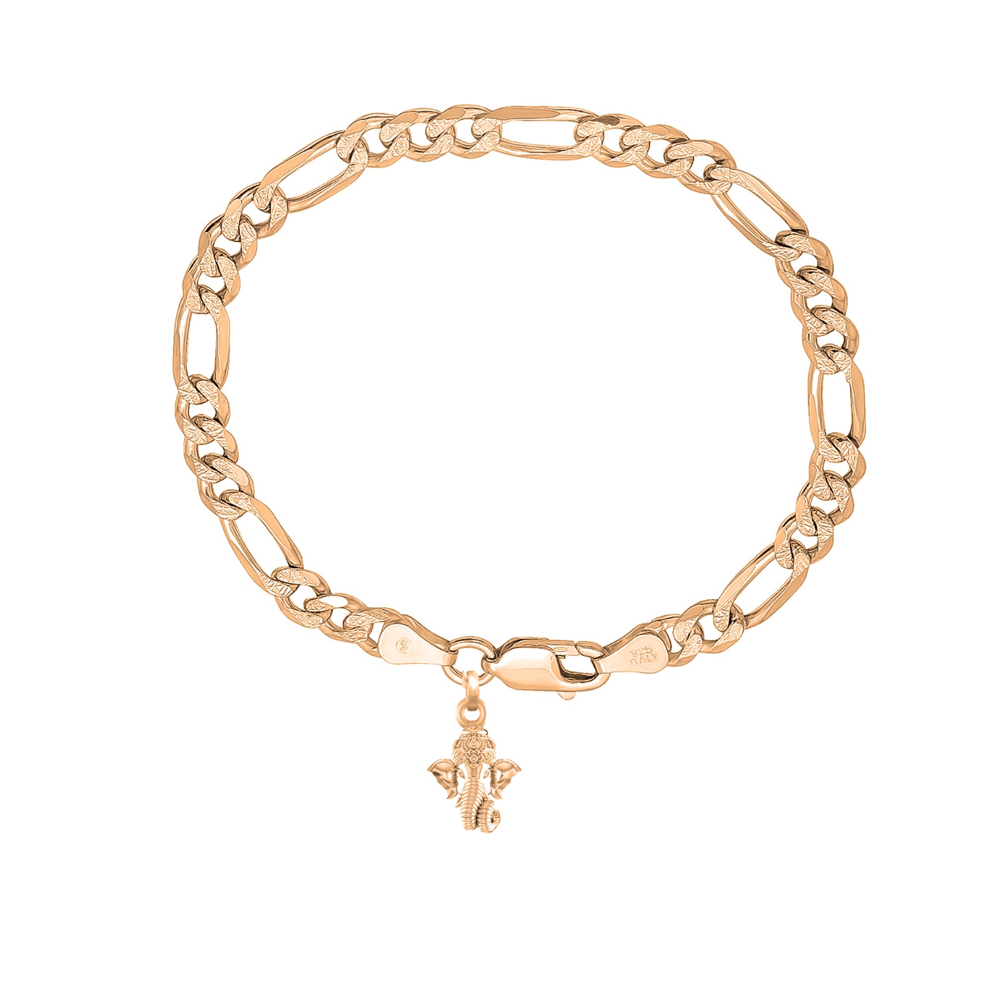 AKSHAT SAPPHIRE 22KT Gold Plated 92.5% Pure Sterling Silver Curb Designer Bracelet with Charm Ganesh for Men & Boys (Gold_Figaro_Ganesh) (B0D79FVBS5) Amazon Price History, Amazon Price Tracker