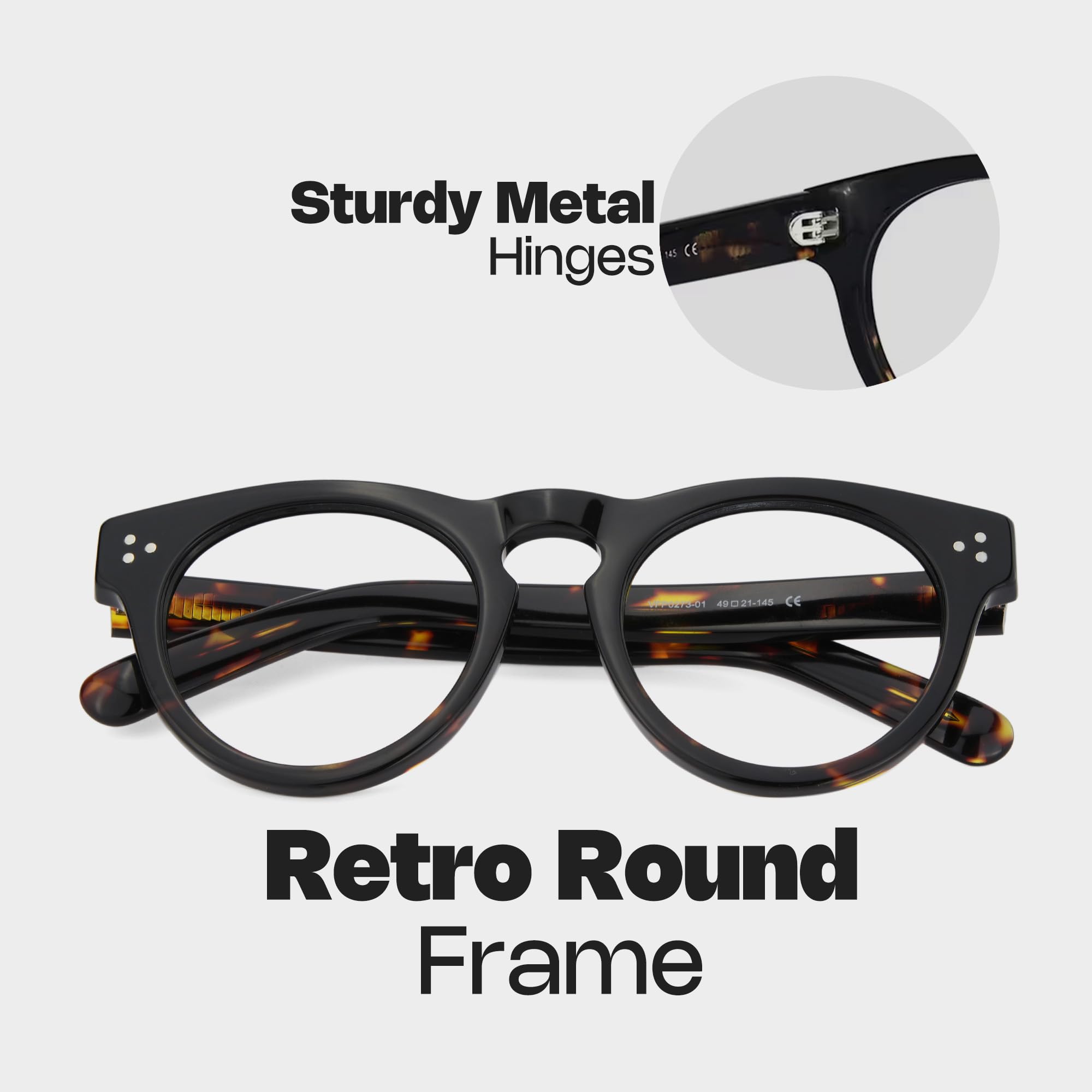 Zeelool Retro Round Glasses Frame for Women Men Eyeglasses Frame with Non-prescrition Clear Lens Malloy VFP0273