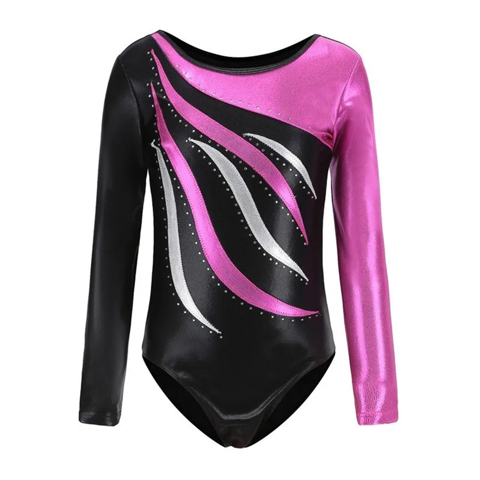 Maillot gimnasia ritmica niña Leotardo de gimnasia for niña de manga larga con diamantes de imitación brillantes, tutú de Ballet, leotardo de baile, mono de patinaje sobre hielo, mono gimnástico(Color