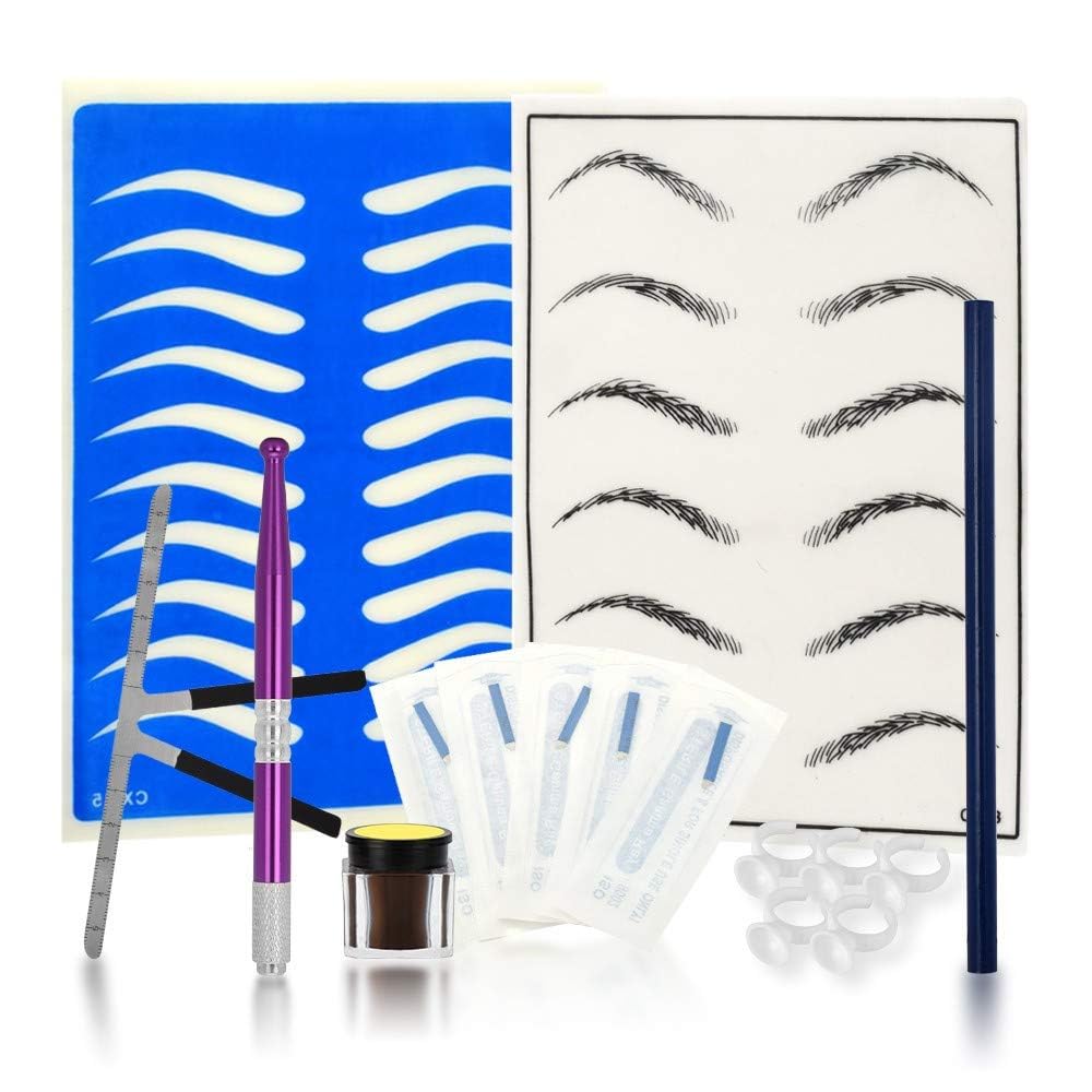 Complete Microblading Training Kit for Permanent Makeup | Includes Pigment, Needles, Ruler, and Practice Skin | Eyebrow Tattoo Practice Set-image-48