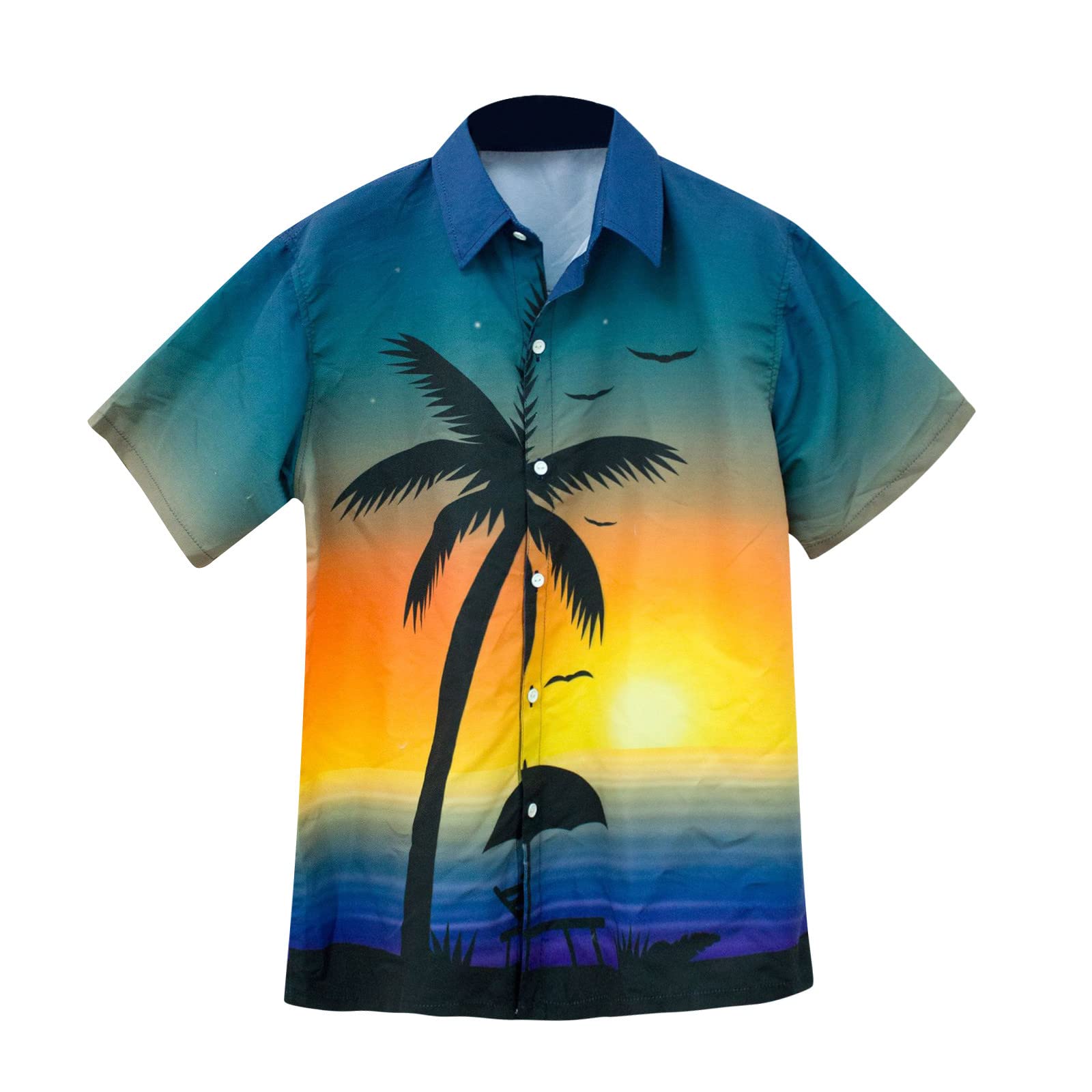 Yowablo Men's Short Sleeve Shirt Aloha Casual Button Down Tropical Print T Shirt Red Men