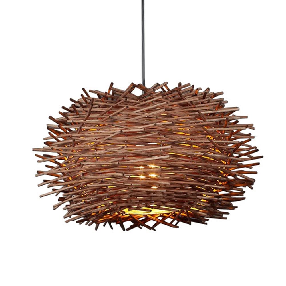 Lámpara Colgante De Mimbre De Bambú Pantalla De Lámpara De Ratán del Sudeste Asiático Candelabro De Nido De Pájaro De Ratán Lámpara Creativa De Nido De Pájaro Lámpara De Ratán Antigua Lámpara