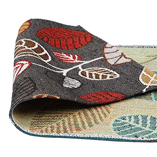 Image of Black Leaves Eco-Friendly Cotton Dining Table mats - Reusable, Machine Washable, Everyday Use Black Rectangular Placemats, Set of 4 (33x47 cm)