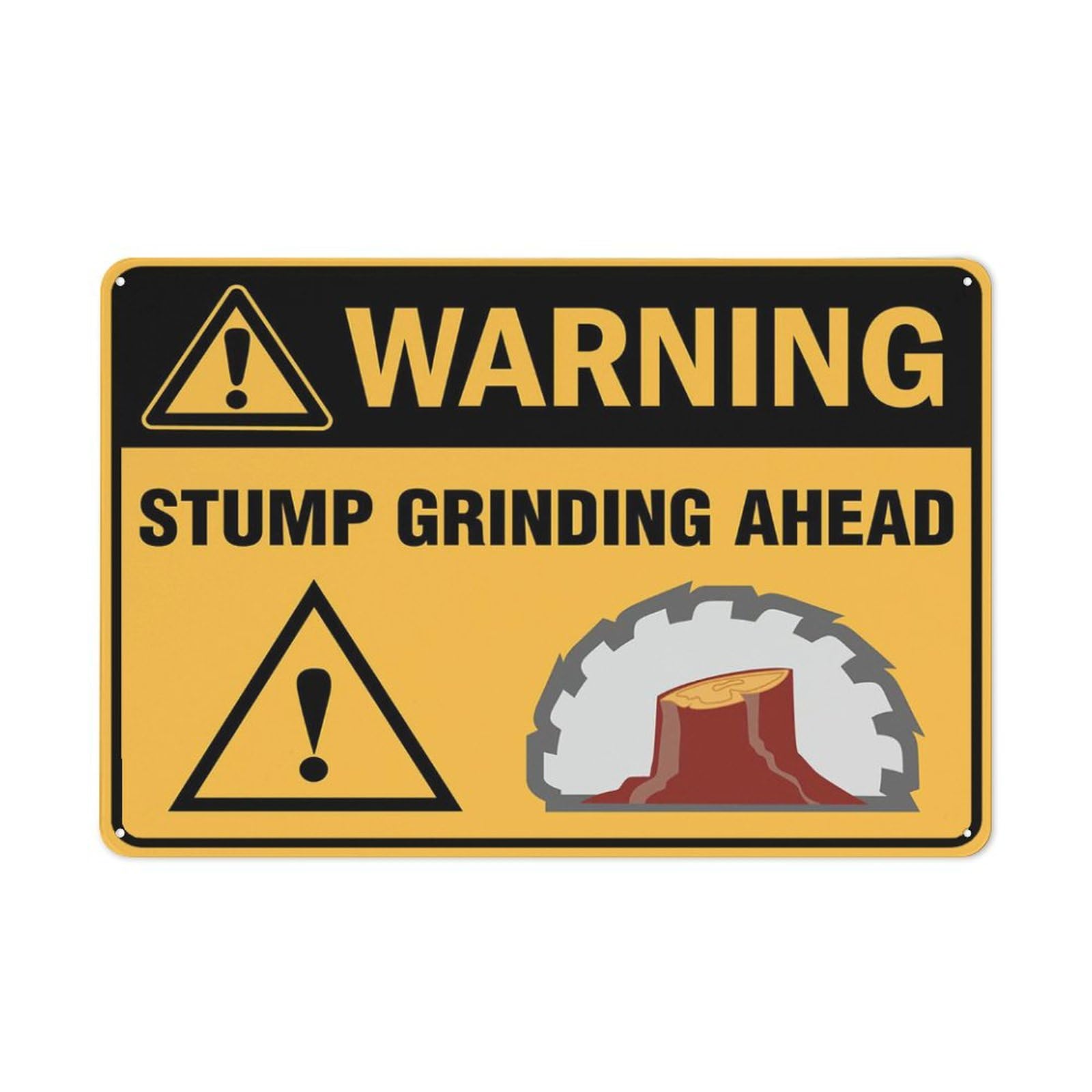 Warning - Stump Grinding Ahead (Brown Tree) Sign, 8x12 Inch Rust-Free Aluminum Outdoor Metal Tin Sign for Home, Business, Yard
