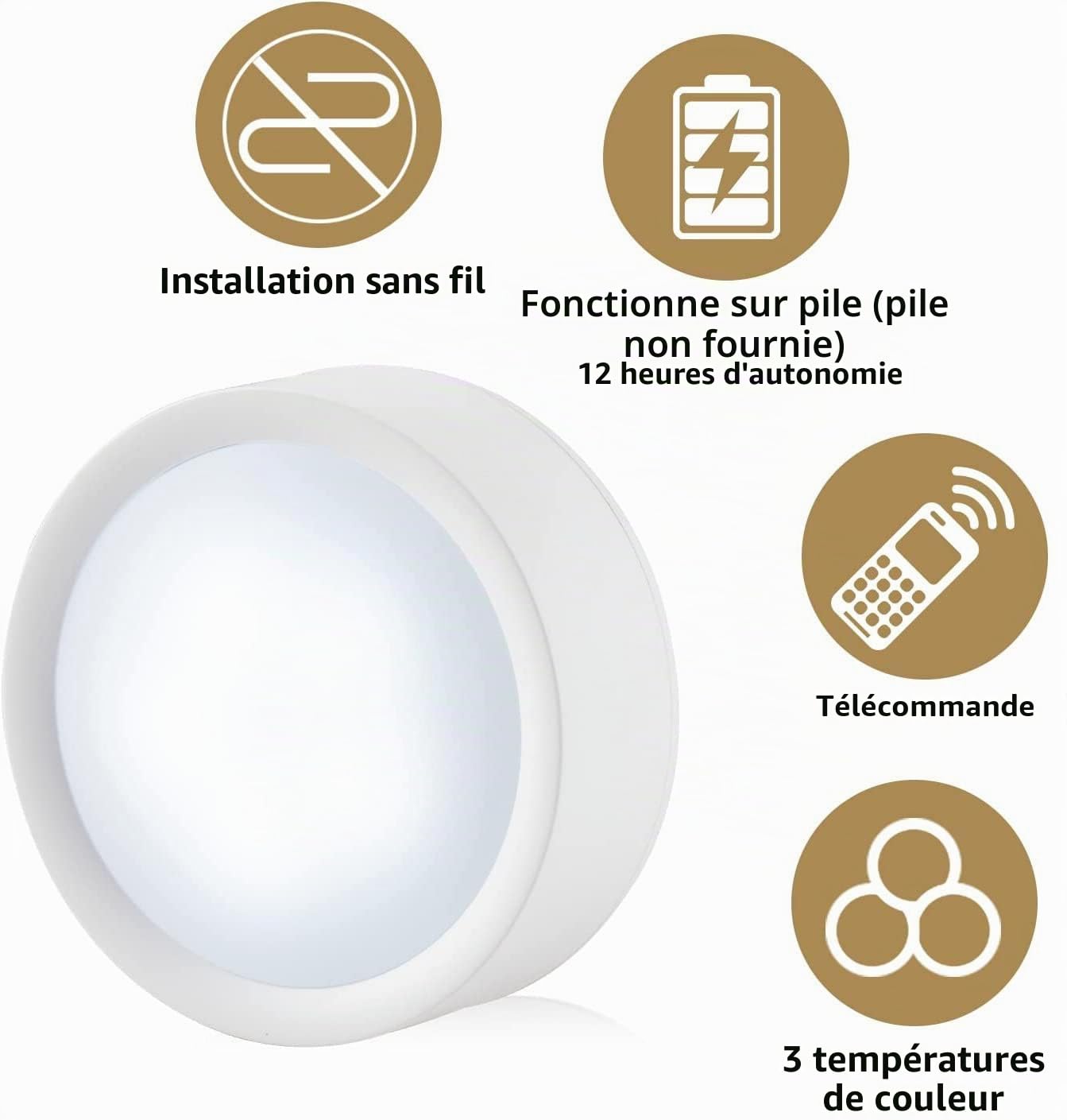 Ensemble de 2 appliques murales en verre transparent à piles, applique murale sans fil rechargeable par USB, style nordique moderne, avec télécommande, coquillage doré, lampe murale sans fil c