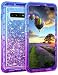 Coolden Case for Galaxy S10 Plus Cases Protective Glitter Case for Women Girls Cute Bling Sparkle Quicksand Heavy Duty Cover Hard Shell Shockproof TPU Case for Samsung Galaxy S10 Plus, Blue Purple