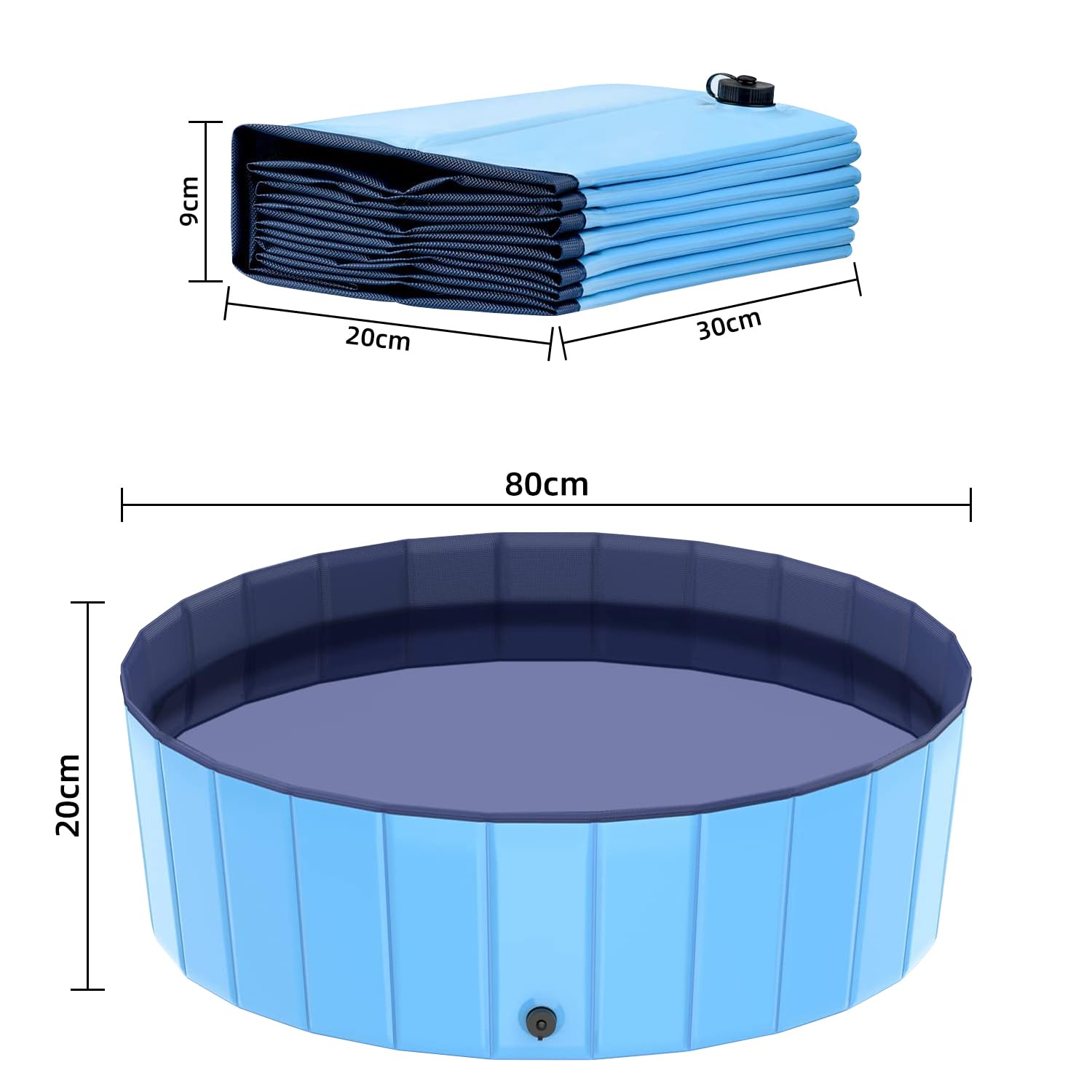 Piscine Pliable pour Chien,80 * 20CM Piscine pour Grands et Petits Chiens,Pliable en PVC Bassin pour Chiens,Baignoire pour Chien pour Intérieur(Bleu)