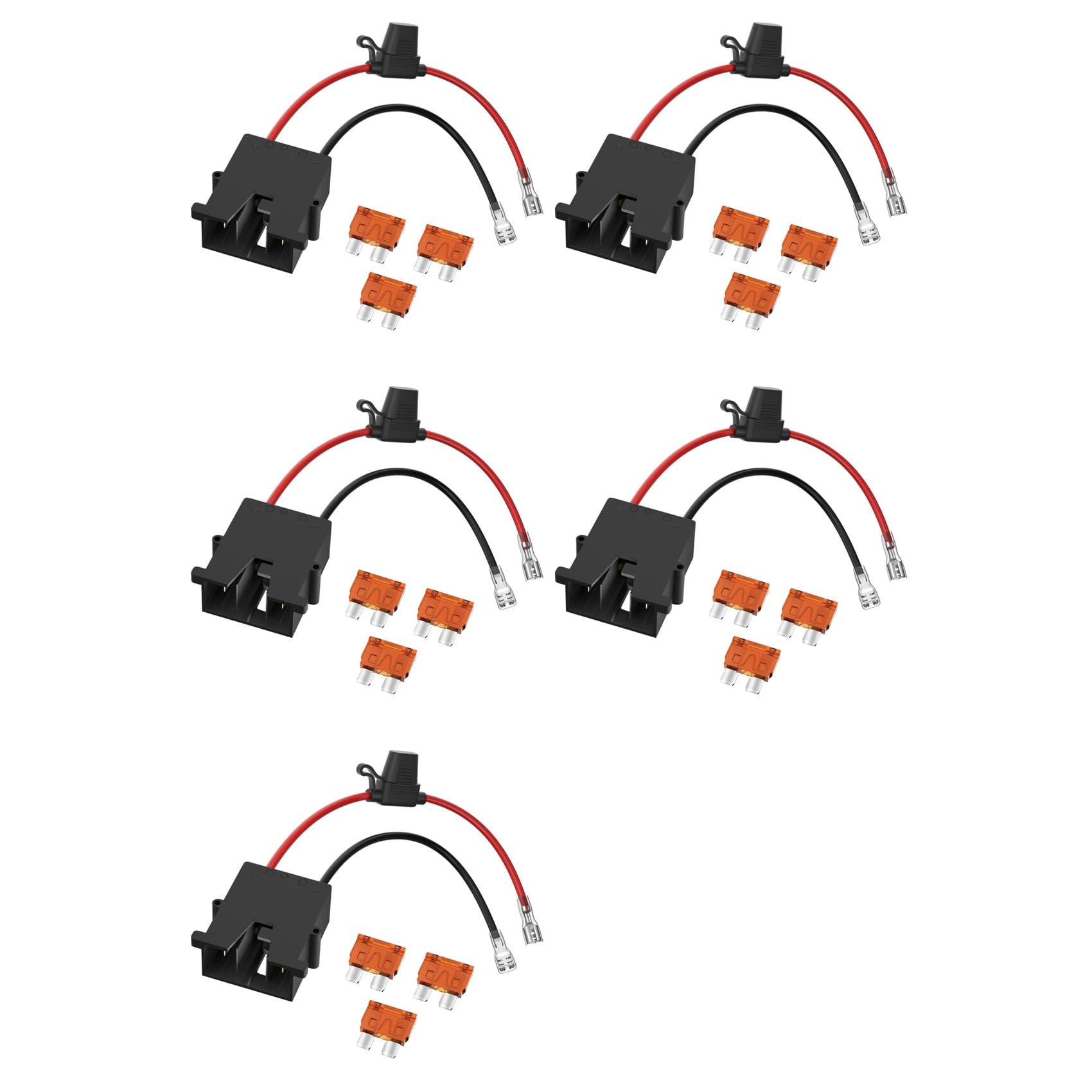 5X Replacement Wire Harness Connector for 12 Volt Price Battery with 12 AWG Wire 15 Replaceable Fuses