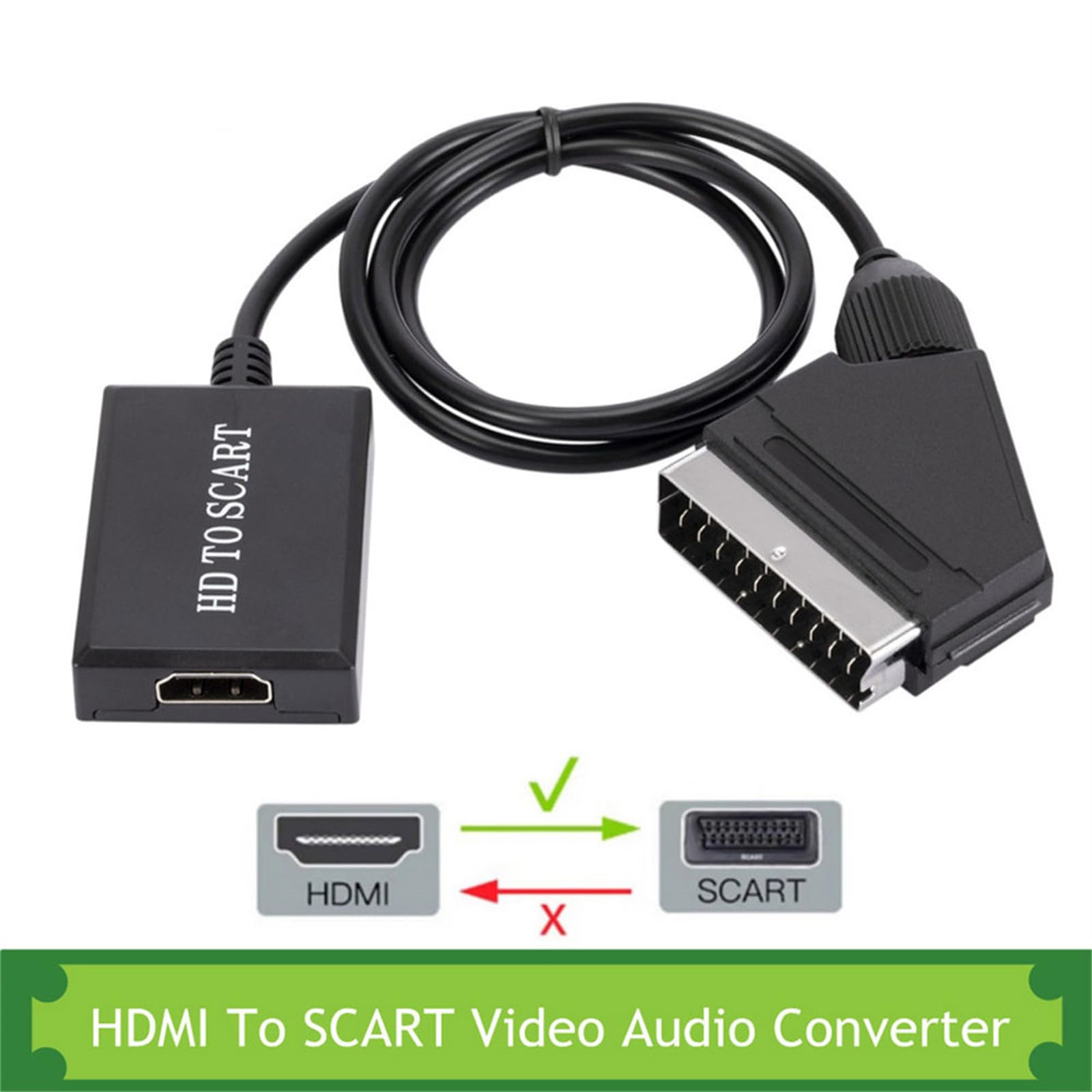 DAGIJIRD HDMI al convertitore SCART 1080P 60HZ HD Video Converter Supporta PAL/NTSC per monitor TV