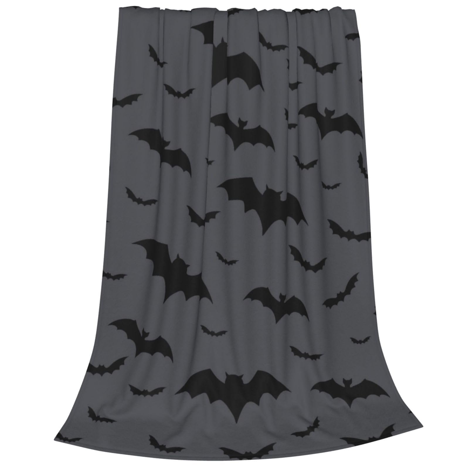 Newhomestyle Halloween Bats Blanket, Gothic Black Gray Soft Lightweight Throw Blanket, All Season Anti-Pilling Cozy Fleece Blanket, Fleece Blanket for Bed Sofa Bedroom Couch Decor, 200X150 cm